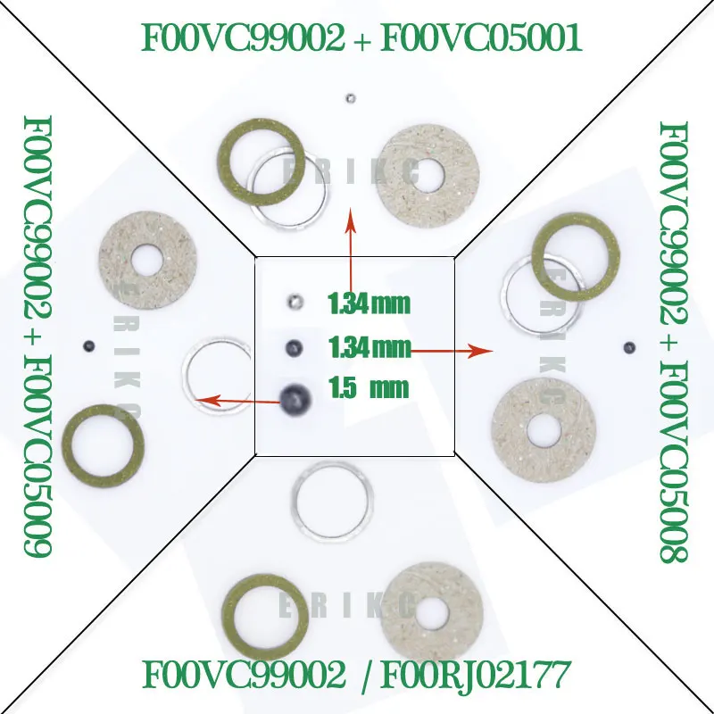 Комплект для ремонта топливных форсунок ERIKC F00VC05001 стальной шар F00VC05008