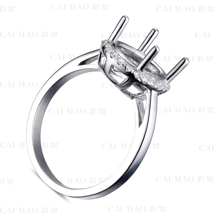 CaiMao овальной огранки 8x10 мм Semi Mount кольцо настройки 0.18ct Halo АЛМАЗ 14k белое золото ювелирные изделия