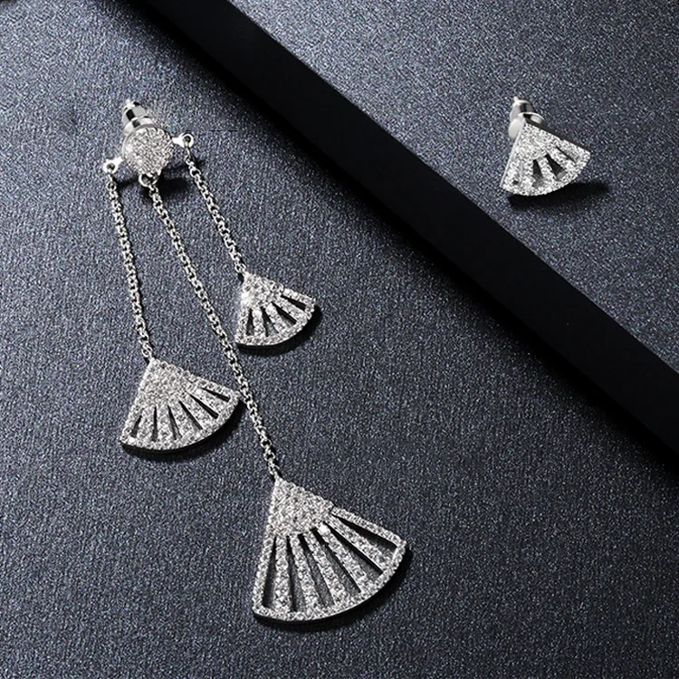 Европейские Длинные асимметричные серьги с кисточками Кристаллы из кристаллов