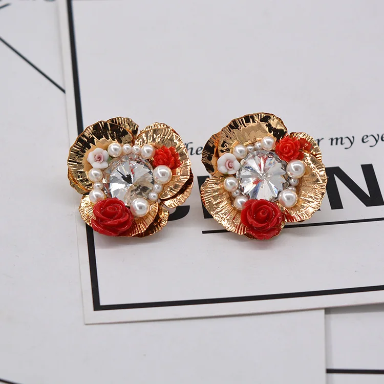 ГИРКАН Корейский металл кристалл жемчуг сочетание керамической цветок Роскоши