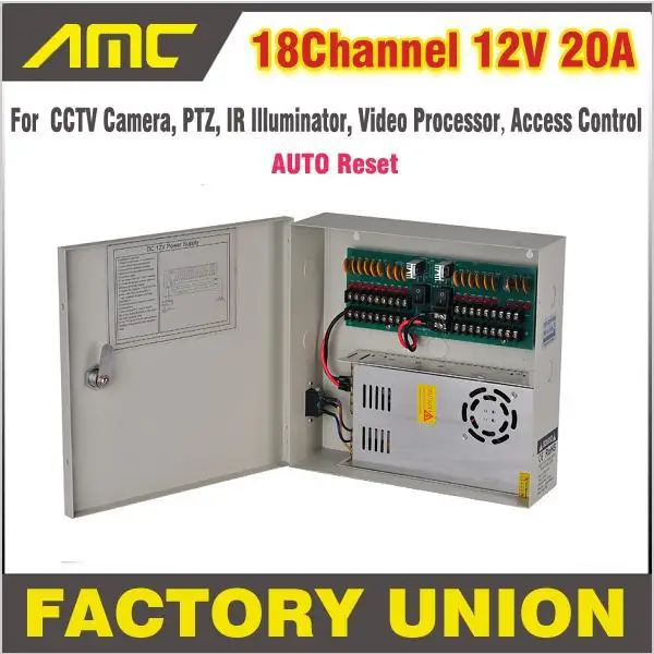 

CCTV Power Box 18 Channel 12V 20A CCTV Camera PTZ IR Illuminator Access Control for 18CH DVR CCTV Camera Power Supply