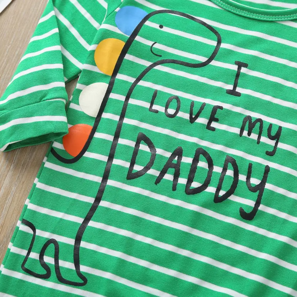 Детский комбинезон с длинным рукавом в полоску буквенным принтом | Мать и ребенок