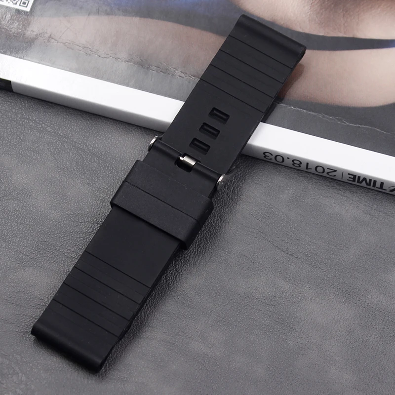 Watch accessories 24mm silicone strap for men and women fashion sports waterproof natural rubber strap buckle