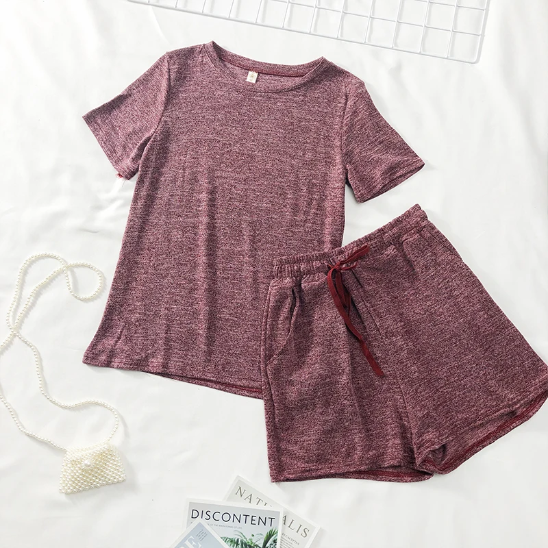 Женский костюм из двух предметов новинка 2019 Свободная трикотажная футболка +