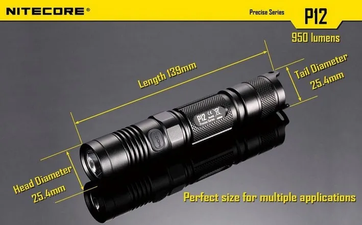 Nitecore P12 тактический фонарь Cree XM-L2 U2Led 1000 люменов 4 режима 18650 наружный походный Карманный EDC портативный фонарь без аккумулятора