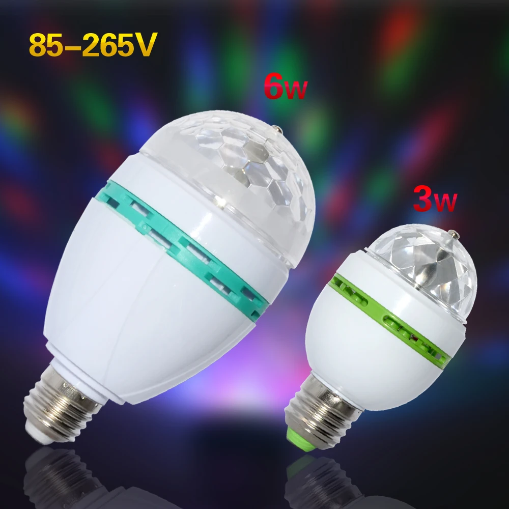 1 шт. E27 3 Вт 6 RGB цветомузыкальная светодиотная лампа для празника автоматически