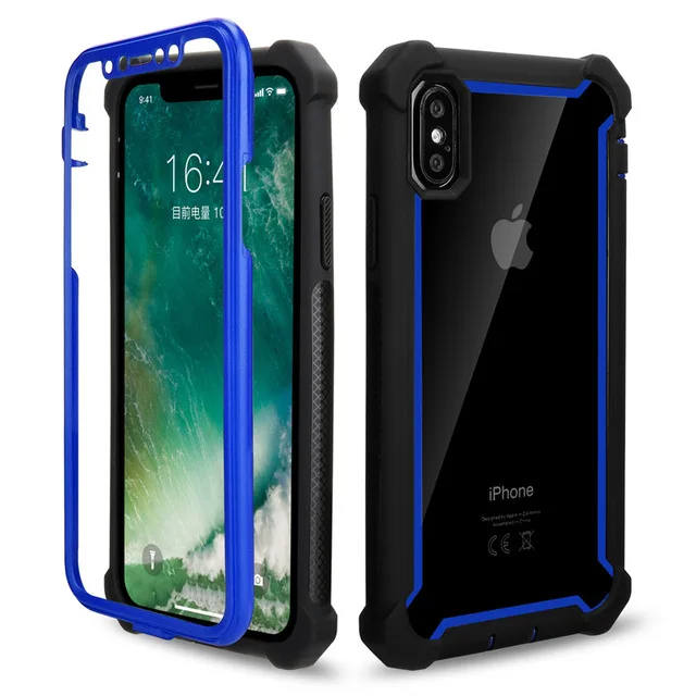 Сверхпрочный защитный чехол для iPhone 11 Pro Max XR XS Max X 8 7 6 6s Plus, прозрачный противоударный чехол - Цвет: Blue Black Cases