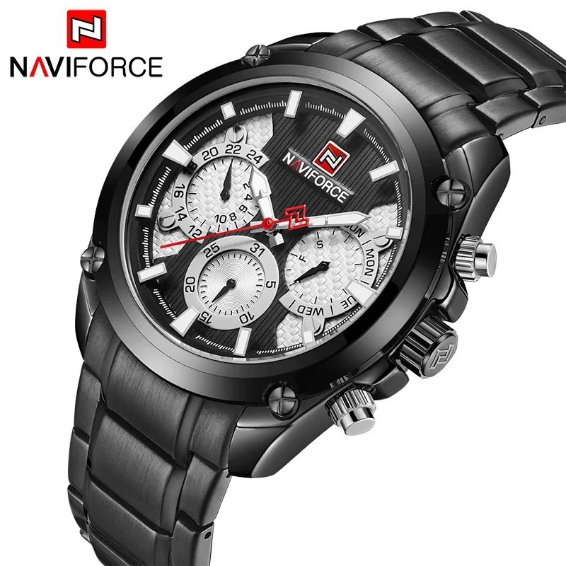 NAVIFORCE Мужские кварцевые часы лучший бренд Модные Повседневные водонепроницаемые