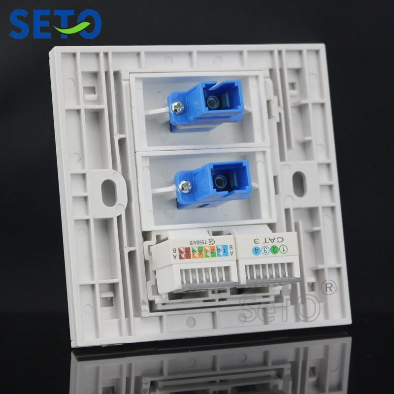 SeTo 86 Тип двойной оптический SC + RJ45 Cat5e сеть Lan RJ11 Cat3 Телефонная настенная пластина