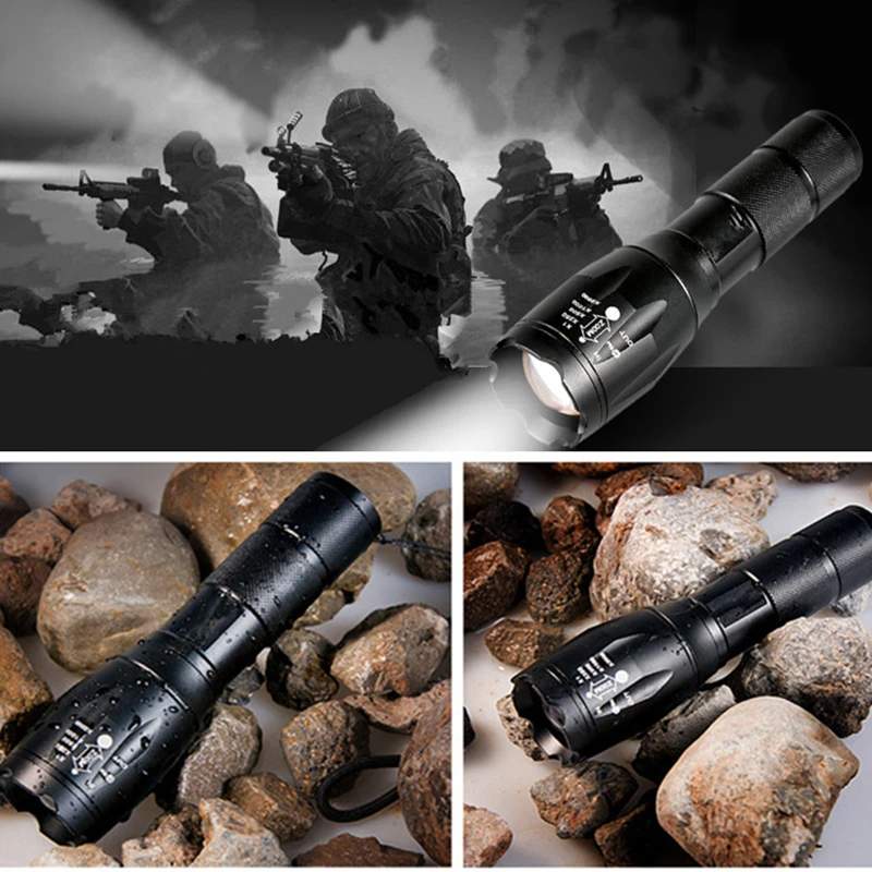 

Waterproof Tactical Flashlight XML T6 1000LM Zoomable Hunting Torch Light LED Flashlight 18650 Rechargeable Battery Luminaire