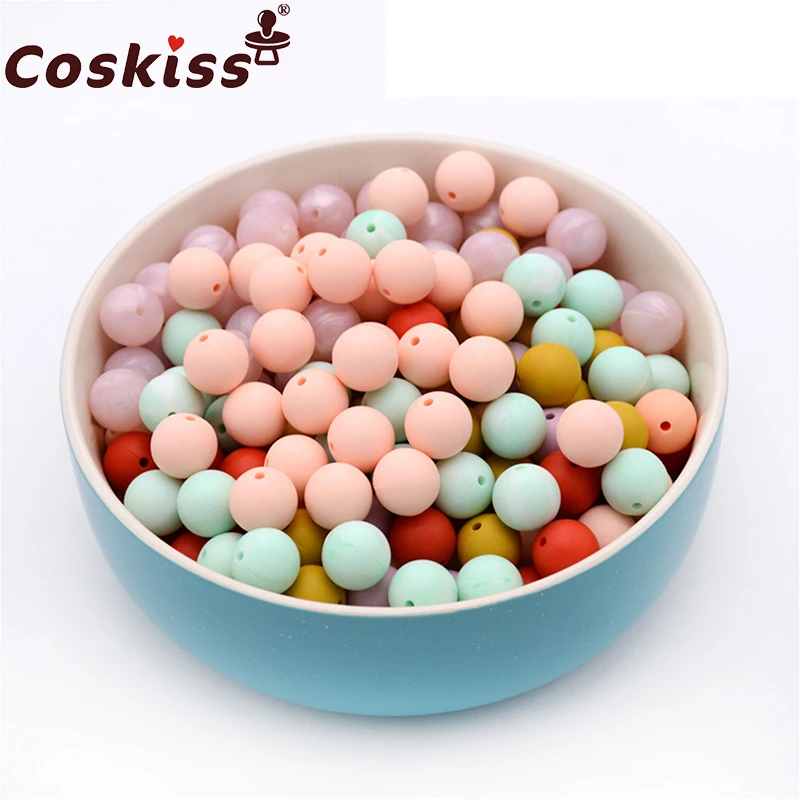 Cuentas redondas de silicona para dentici&oacute;n de beb&eacute;, collar seguro de 9mm, cuidado de grado alimenticio, 100 Uds.-0