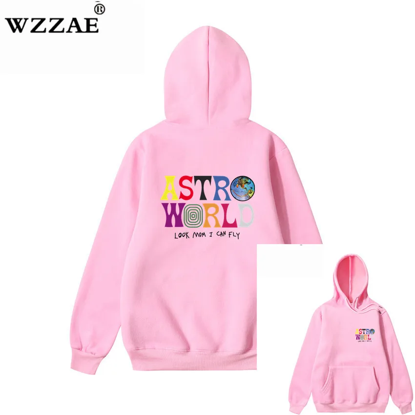 Pink Трэвисс Скотт ASTROWORLD WISH YOU WAS HERE толстовки модные буквы ASTROWORLD Толстовка уличная Мужская Женская пуловер Толстовка - Цвет: Pink