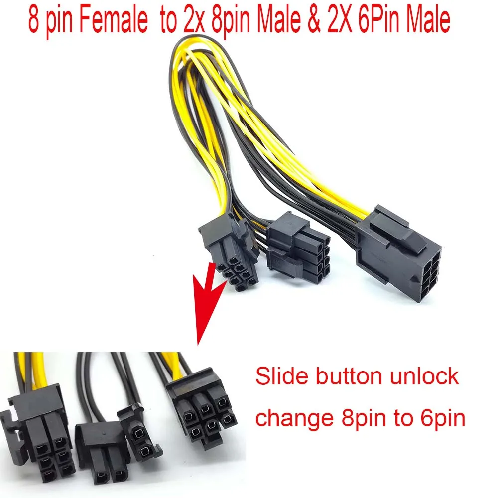 

10pcs PCI-e 8pin to Dual PCIe 8pin-2x(6+2pin) Graphics Video Card Power Cable