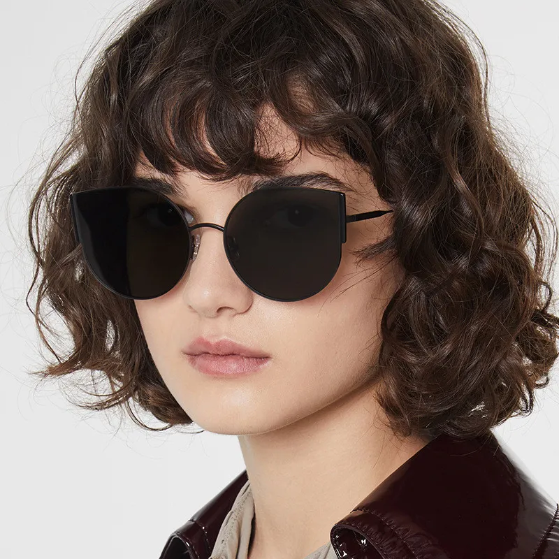 Женские солнцезащитные очки кошачий глаз с металлической оправой UV400 lunette soleil