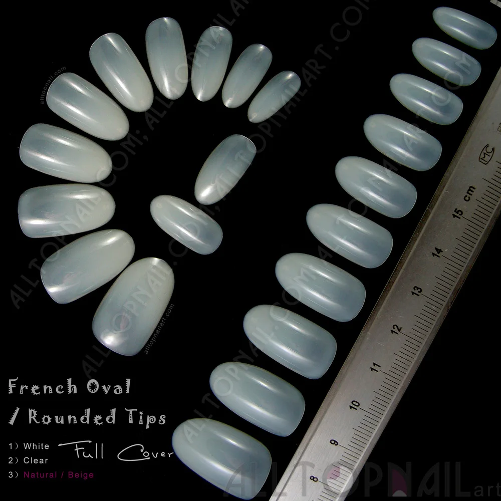 Французские овальные/закругленные Акриловые искусственные накладные ногти 100