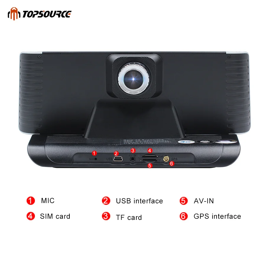 Автомобильный видеорегистратор TOPSOURCE 4G ADAS Full HD 1080P dvr 7 84 &quotAndroid 5 1 с двумя