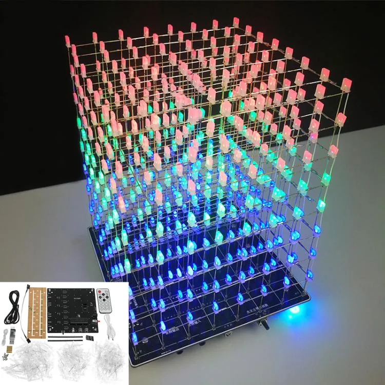 LEORY wifi APP 8x8x8 3D светильник Cube Kit Красный Синий Зеленый светодиодный MP3 музыкальный спектр электронный комплект без корпуса