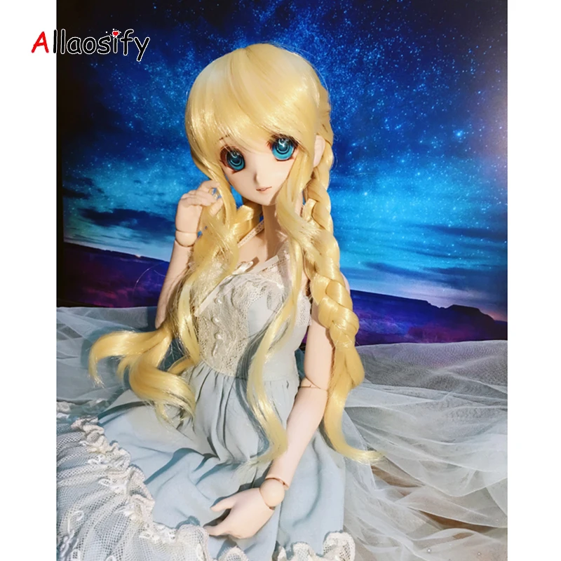 

Allaosify BJD Hair 1/3 1/4 1/6 Bjd Doll Wig With Braid High Temperature Silk Fake Hair Free Shopping