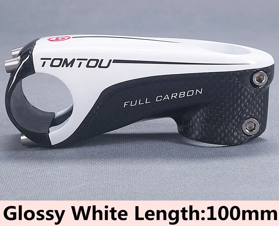 Glossy White 100mm Новое поступление TOMTOU сверхлегкий полный 3k из углеродного волокна, шоссейный велосипед стволовых 6 градусов 80/90/100/110 мм горный велосипед Запчасти 145 г - Цвет: Glossy White 100mm
