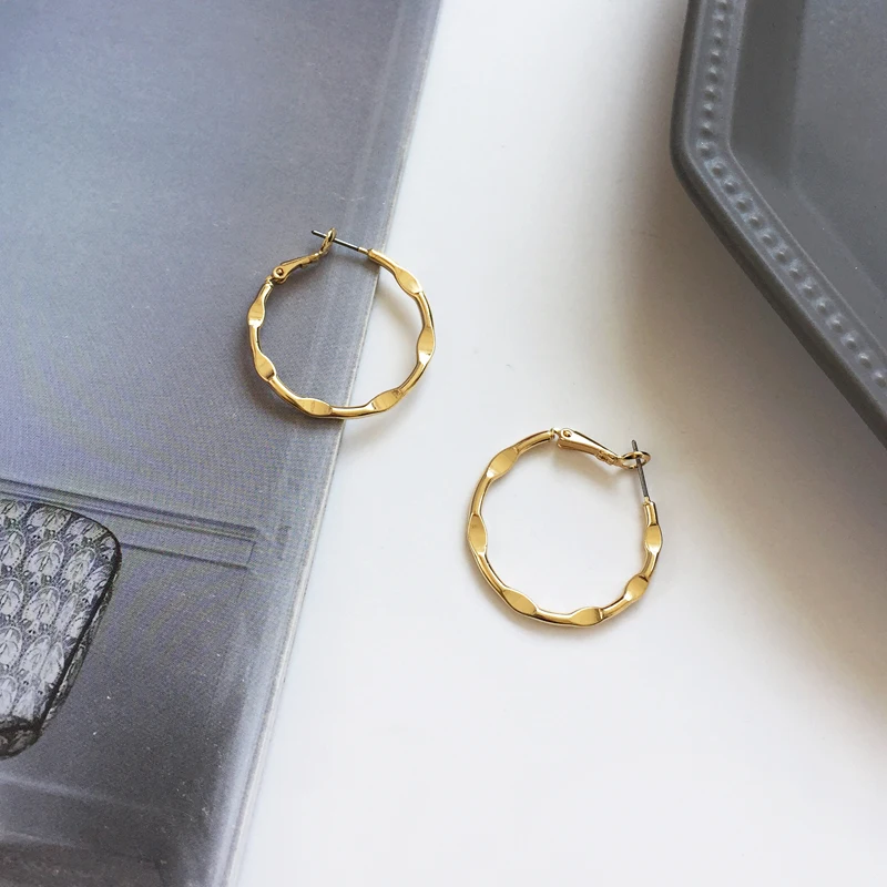 Minimalist Silver Gold Wave Circle Earrings for Women Simpel Design Loop Round 2018 Fashion Jewelry | Украшения и аксессуары