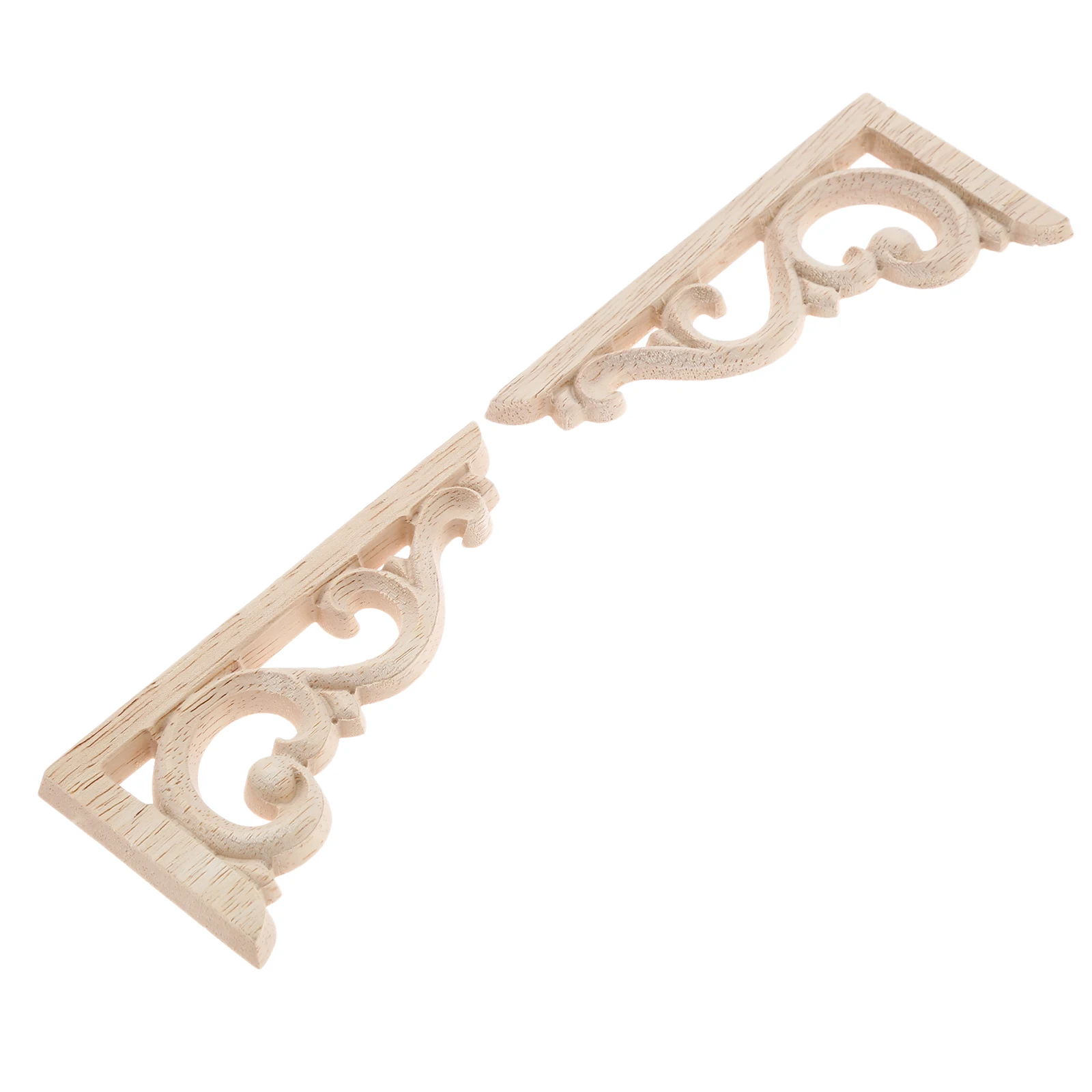 4Pcs 12*6cm Floral Wood Carved Decal Corner Appliques Frame Wall Furniture Woodcarving Decorative Wooden Figurines Crafts | Дом и сад