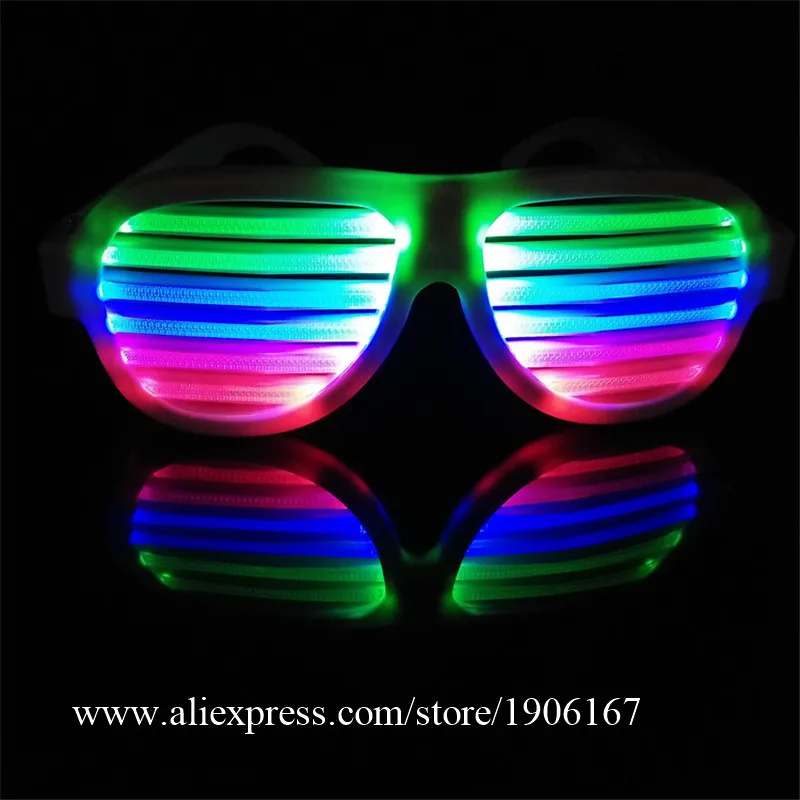 Цветные светодиодные светящиеся очки RGB для вечеринки мигающие с голосовым
