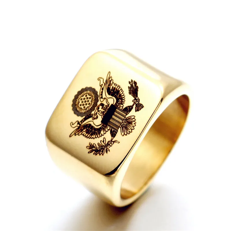 Титановое кольцо для байкеров мужское с гербом США вывеской мужчин