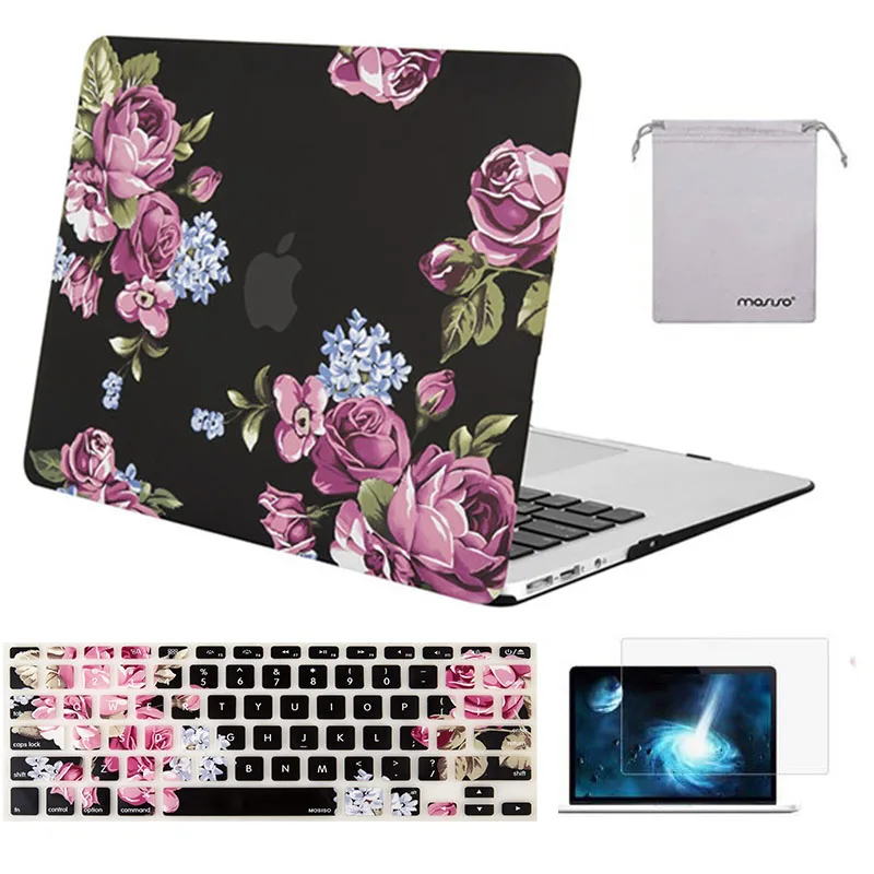 Peony MOSISO чехол для ноутбука Macbook Air 13 дюймов A1466 A1369 2012-+ силиконовый чехол для клавиатуры+ пленка для экрана+ сумка для хранения - Цвет: Peony