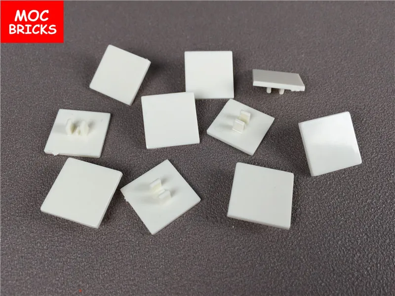 10 шт./лот MOC кирпичи белый дорожный знак клипса 2x2 квадратный подходит для 30258
