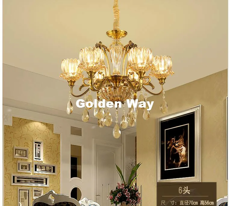 Бесплатная доставка латунная хрустальная люстра европейская Современная E14