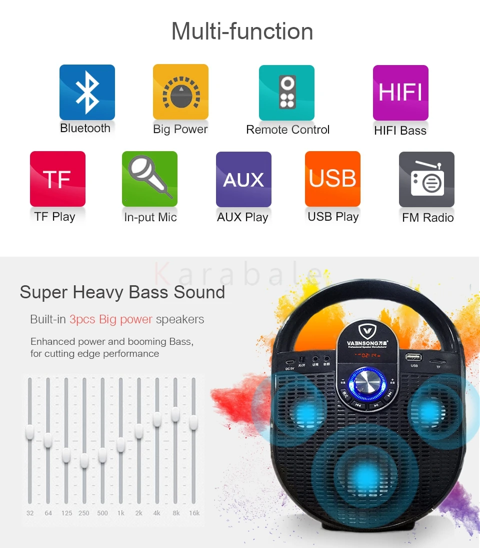 VAENSONG, новинка, большая мощность, Bluetooth, динамик, сабвуфер, тяжелый бас, 2,1, стерео, беспроводной динамик, s, музыкальный плеер, FM радио, TF