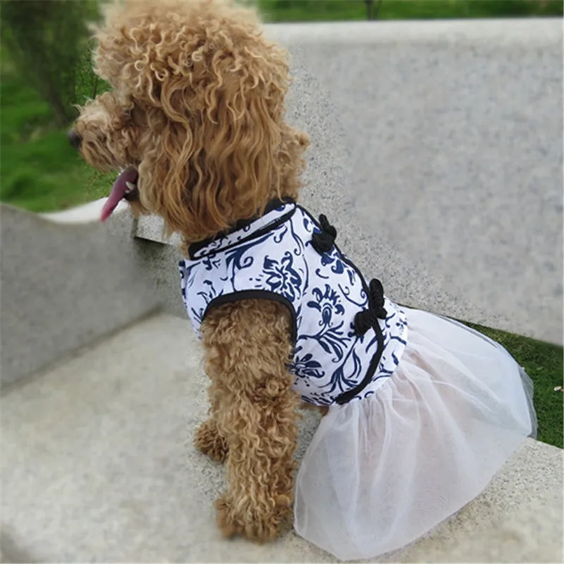 Маленькие Одежда для кошек платья одежда в китайском стиле Ткань домашних