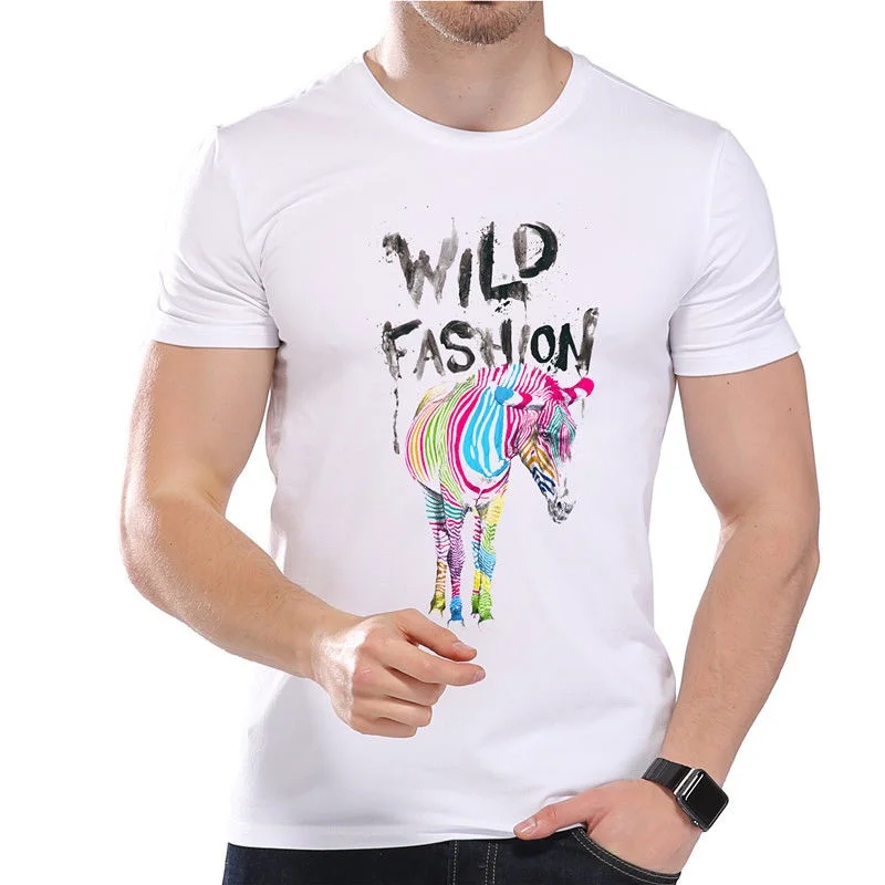 Футболки 2018 брендовая одежда Slim Fit с круглым вырезом и принтом короткий рукав