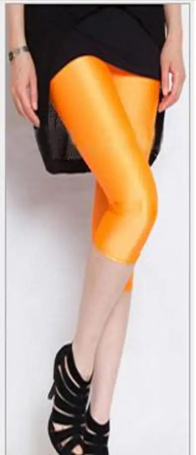 K028 D004 Orange CUHAKCI, леггинсы размера плюс, флуоресцентные цвета, женские леггинсы, эластичные леггинсы, спандекс, разноцветные блестящие леггинсы, брюки для девочек - Цвет: K028 D004 Orange
