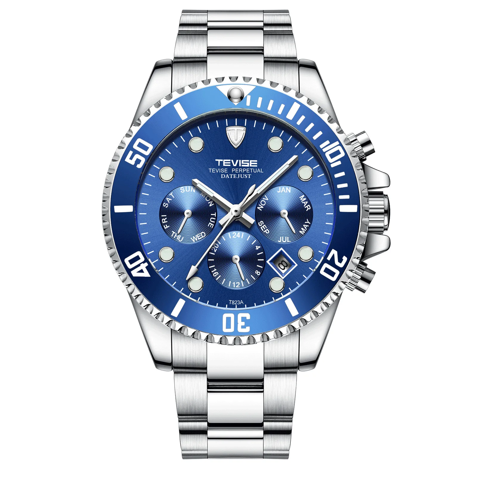 TEVISE silver blue Tevise автоматический часы Мужские механические часы Спорт Luxuty бренд водостойкий с автоподзаводом наручные часы Relogio Masculino подарочная коробка - Цвет: TEVISE silver blue