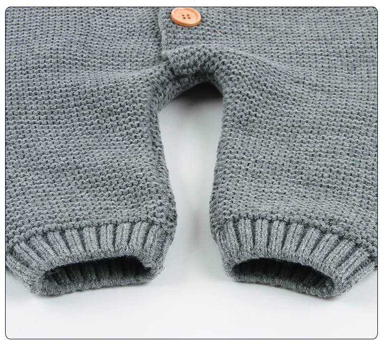 Infants Baby Winter Hooded Sweater Romper Newborn Fur Collar Knitted Cardigan Baby Boys Girls Christmas Jumpsuit Clothes