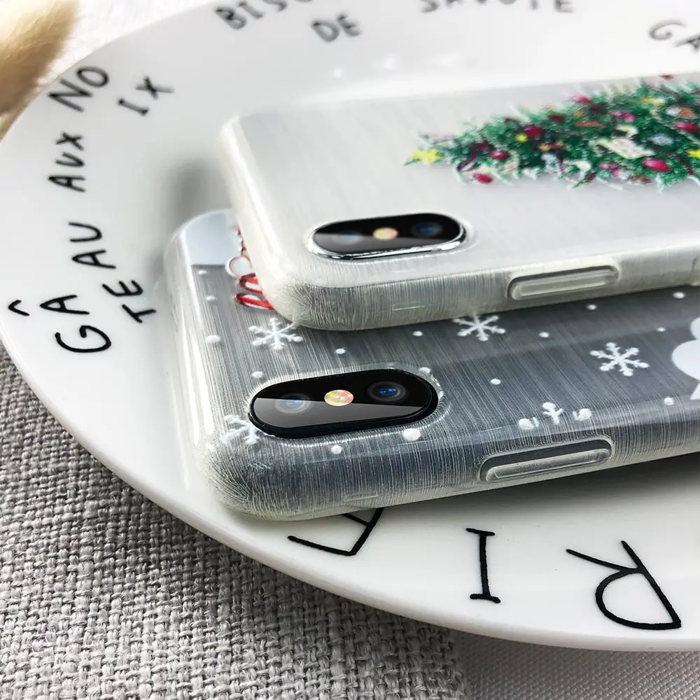 CASEIER новогодний чехол для iPhone 7 защитный прозрачный мягкий Plus Рождественская елка