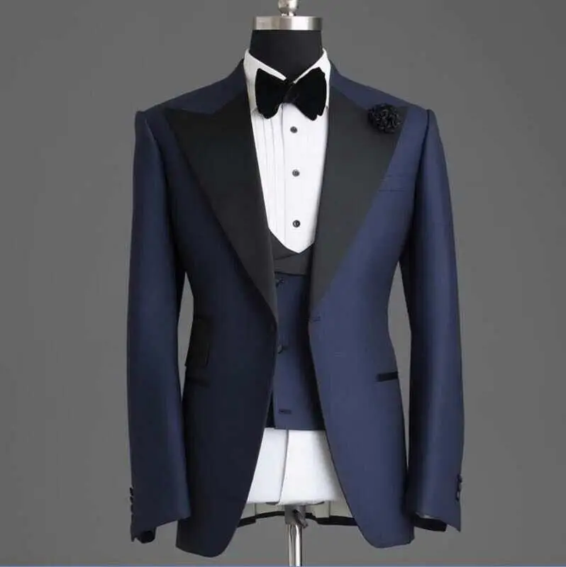 

Handsome Groomsmen Wool blend Groom Tuxedos Mens Wedding Dress Man Jacket Blazer Prom Dinner (Jacket+Pants+Tie+Vest) A31