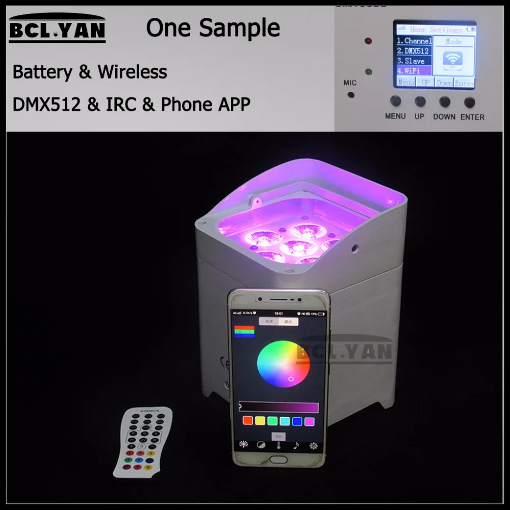 Цветной фон 4/6x18 Вт 6 в 1 светодиодный аккумулятор беспроводной DMX par uplighting IRC Wifi
