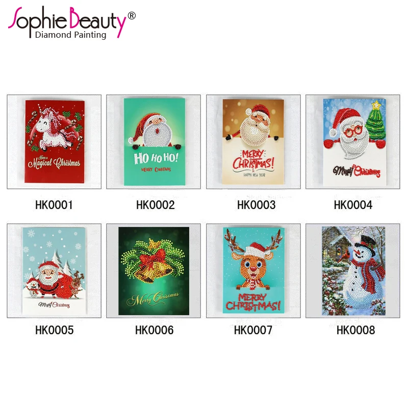

Sophie Beauty DIY Diamond Painting Cartoon Mini Santa Claus Christmas Paper Greeting Postcards Christmas Gift Kids Festival