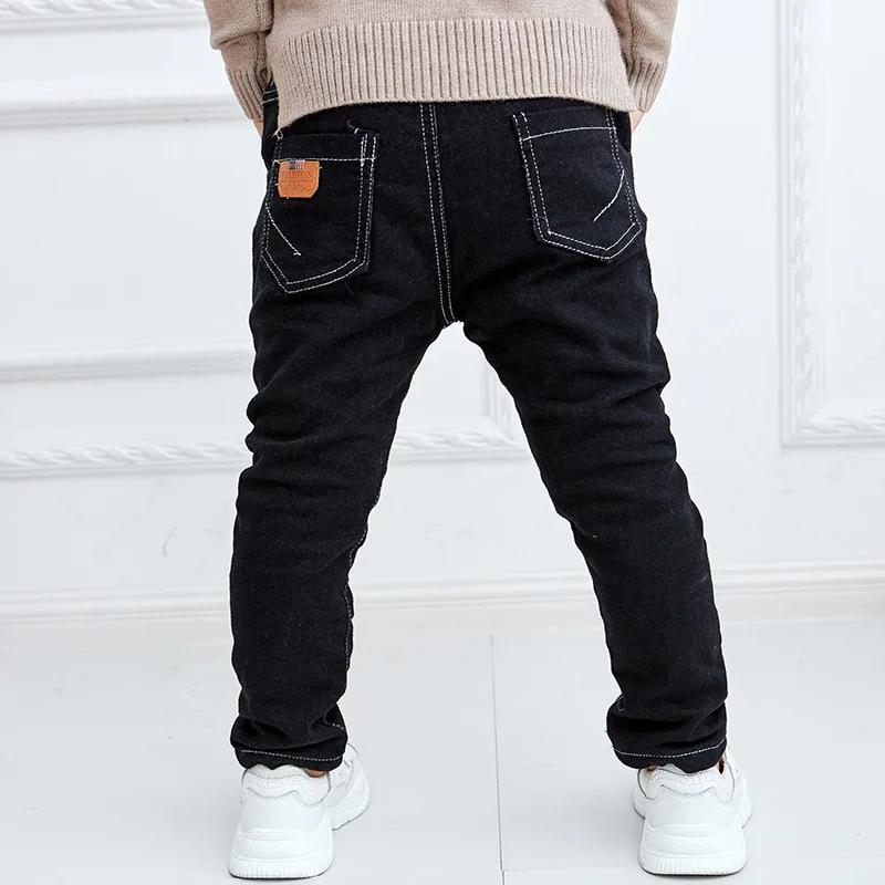 Winter Boys Denim Pants Warm Thin Thick Cotton Kids Sports Fleece Lined for Clothes Fashion Trousers | Мать и ребенок