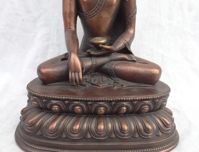 Copper Brass craft xd 002061 11" Tibet Pure Bronze Buddhist Sakyamuni Joss Shakyamuni Buddha Bowl Statue | Дом и сад