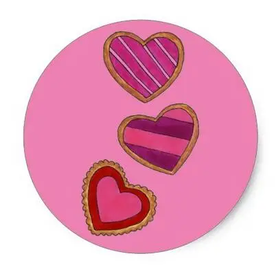 

1.5inch Pink Frosted Heart Valentine's Day Cookie Stickers