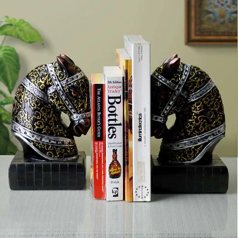 

Classical Horse Head Bookends Figurine Statues Animal Book End Sculpture Resin Art&Craft Home Decoration Accessories R964