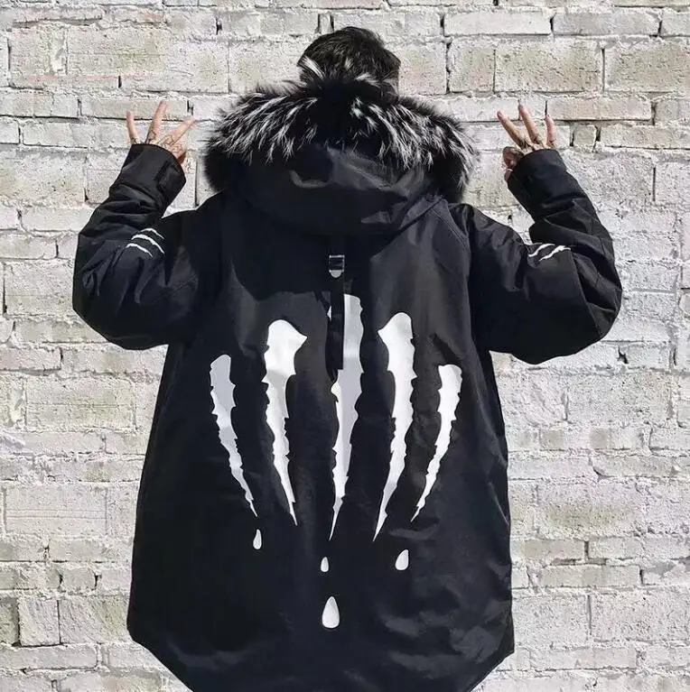 Мужские парки зимняя куртка с меховым капюшоном Мужская парка подкладкой