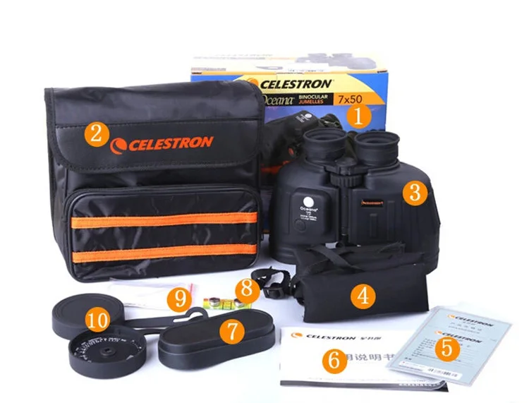 Celestron alexana 7x50 Porro бинокулярный компас позиционирования высокой четкости водонепроницаемый широкоугольный координат(черный