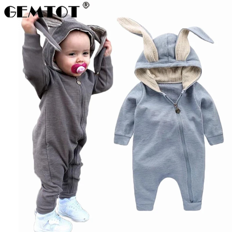 GEMTOT/Новые весенне-осенние детские комбинезоны с милым мультяшным Кроликом, джемперы для маленьких девочек и мальчиков, одежда для малышей 0-2 лет, k1