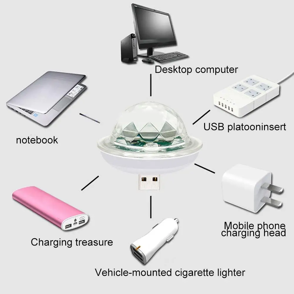 Красочный светодиодный Автомобильный USB атмосферный свет DJ RGB мини красочная музыкальная лампа USB-C поверхность телефона для фестиваля вечерние караоке