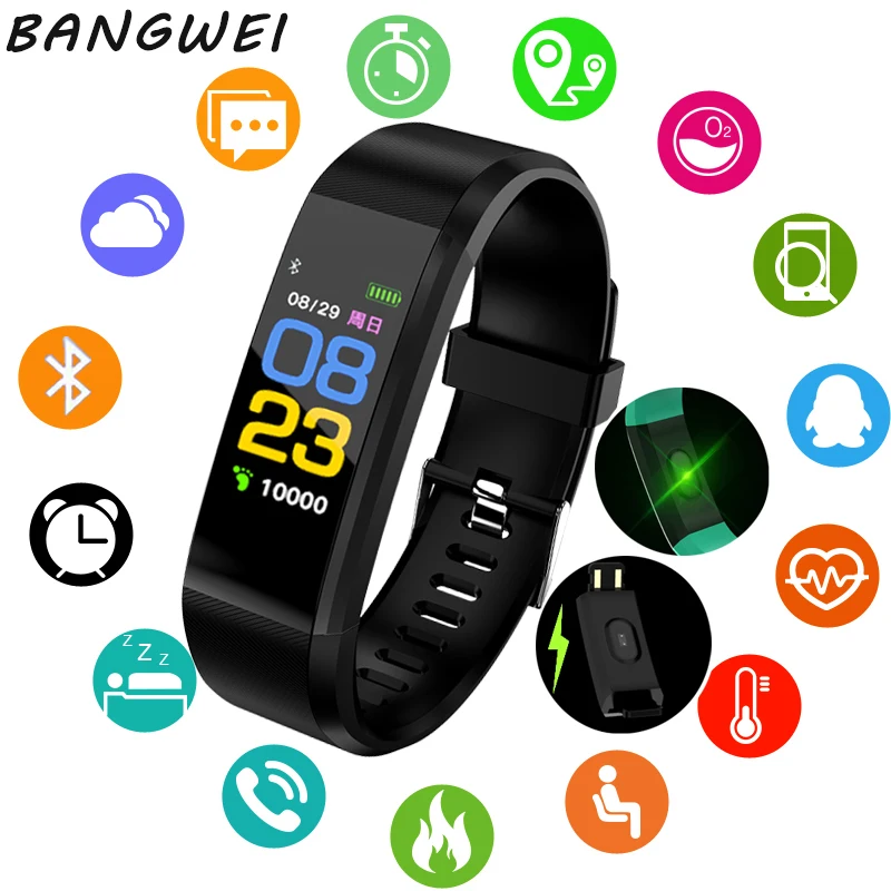 BANGWEI Смарт-часы мужские и женские спортивные Bluetooth пульсометр кровяное давление