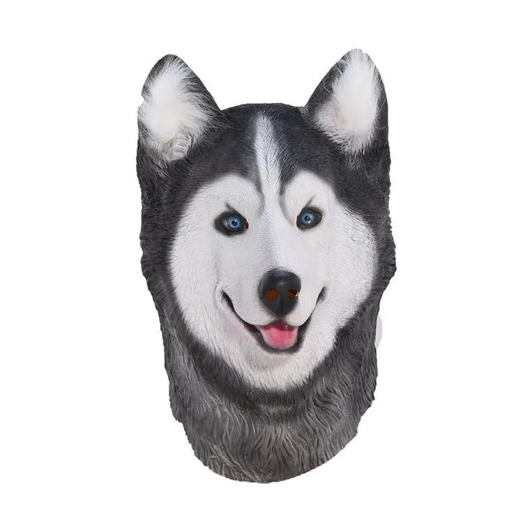 Siberian Husky Милый мультфильм животное Ленивец Глава латекс маска полный уход за кожей лица Хэллоуин маскарад партии нарядное платье маскарадный костюм - Цвет: Siberian Husky